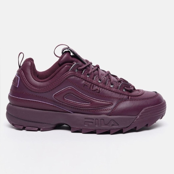 FILA PEACOAT DISRUPTOR II PREMIUM WOMEN'S SNEAKERS Deep Burgundy Athletic Shoes - Picture 4 of 9